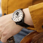 Multifunctional Full Calendar Date Day Display Open Heart Dress Watch 43mm