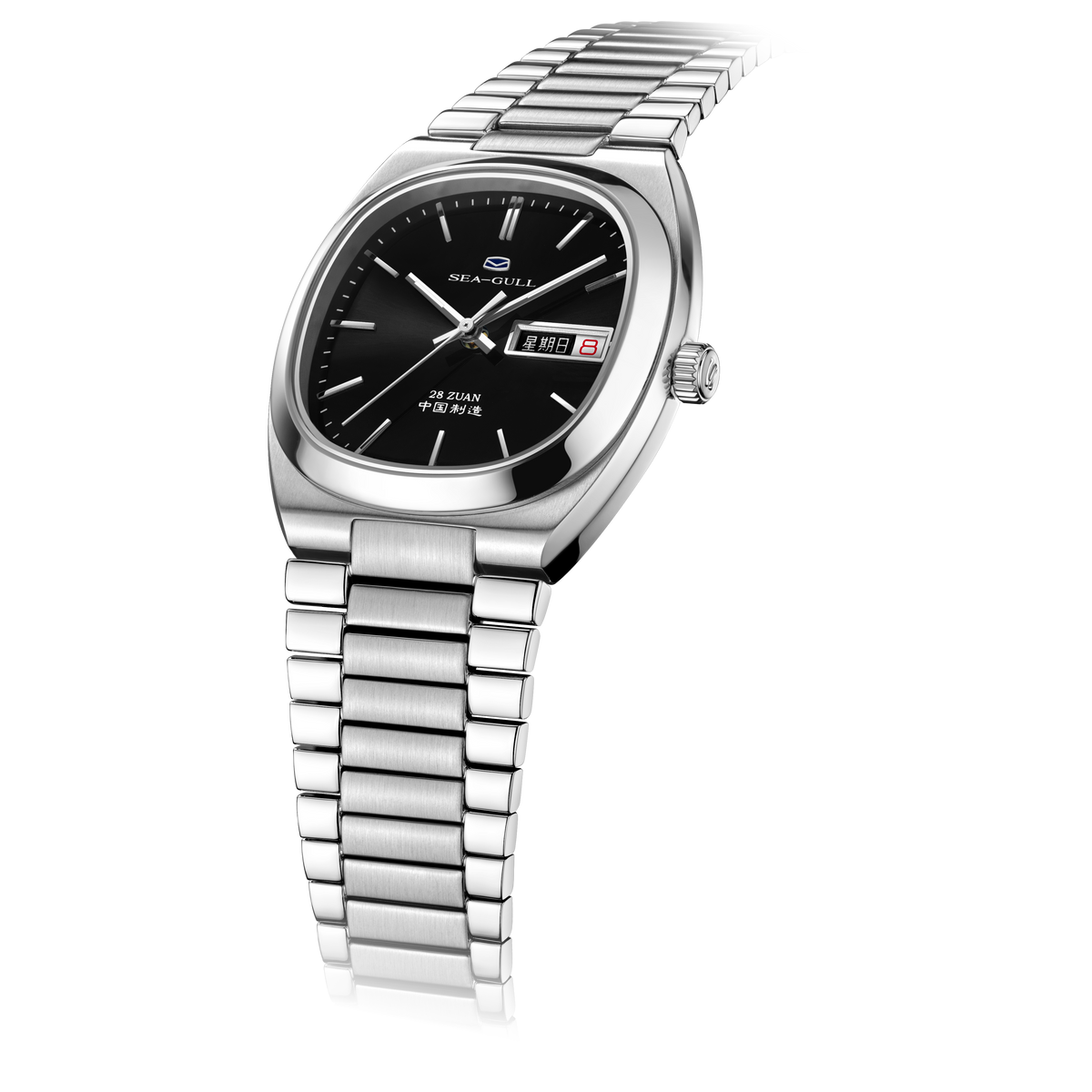 Day-date Calendar Tonneau Case Dress Watch 34mm