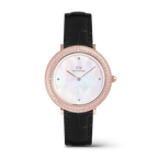 Crystalline Bezel Black Croc Rose Gold