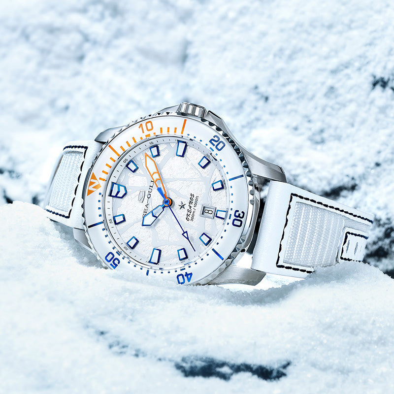 Ocean Series Pro Special Edition 300m Waterproof Titanium Alloy Case Ice-textured Dial Diving Watch 43mm