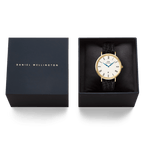Classic Roman Numerals Date Black Croc Belly Gold