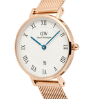 Petite Roman Numerals Date Rose Gold